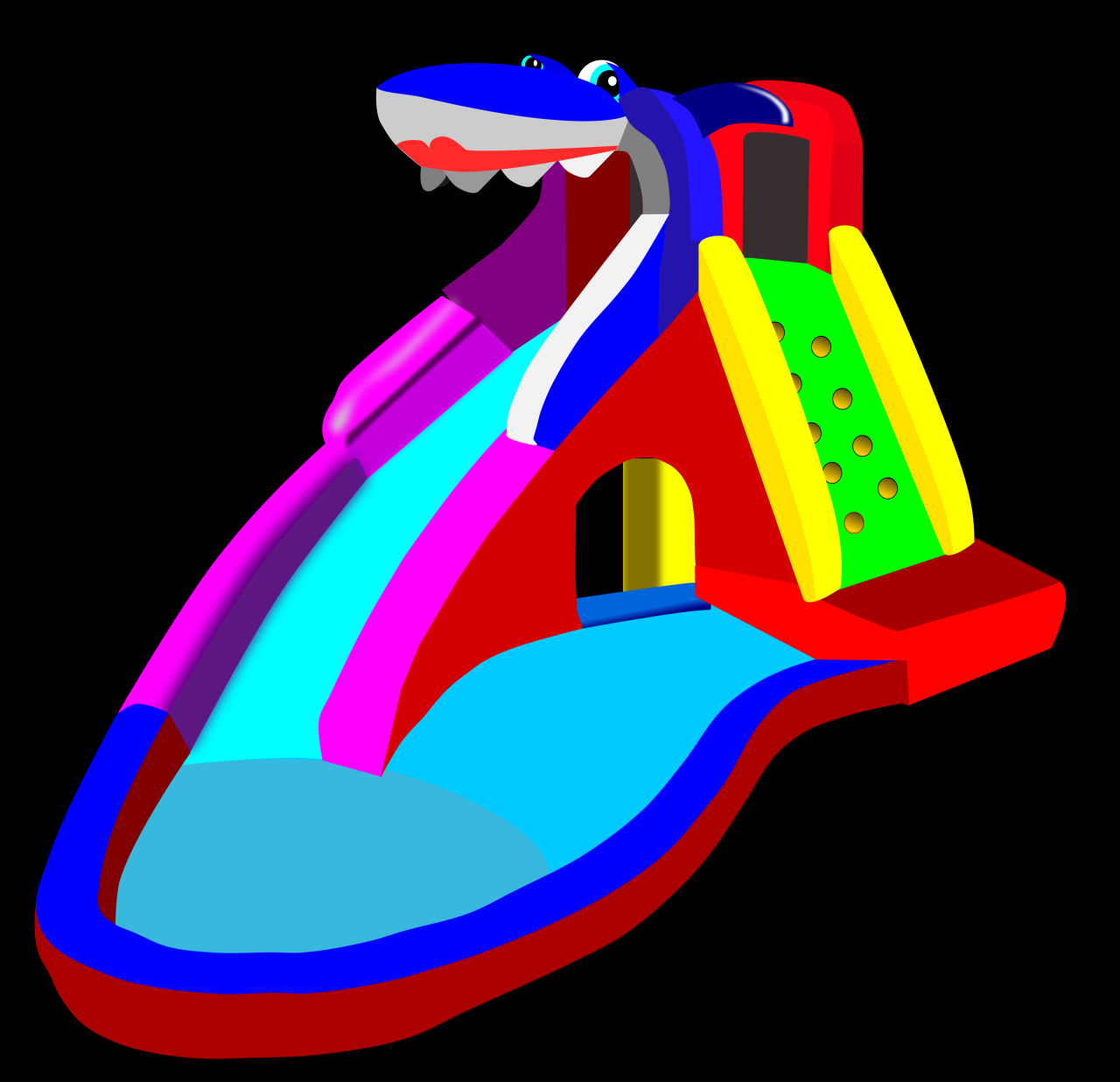 Clipart - Bouncy Castle - Water Slide - Pool